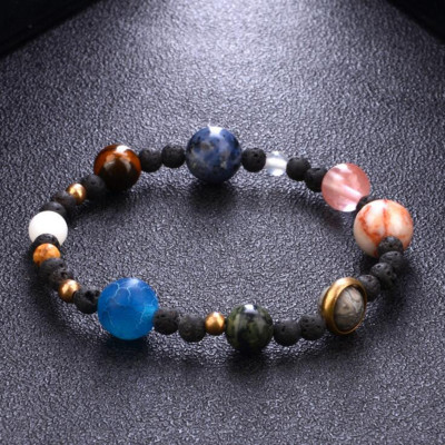 Weave Sonnensystem acht Planeten auf Naturstein Perlen Frauen Armband Schmuck