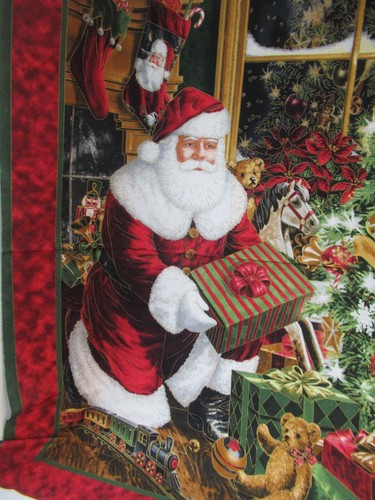 Liz Goodrick- Dillon QT Santa Christmas Tree MERRY CHRISTMAS FABRIC PANEL - Picture 4 of 6