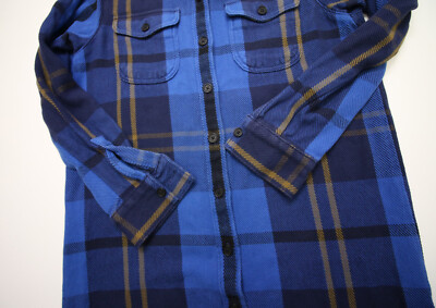 outerknown blanket shirt dress Outerknown Blanket Shirt Dress Womens S Blue Plaid Long Sleeve Button
