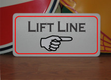 Lift Line with arrow Sign 4 RIGHT Mountain Downhill Skiers X-Country Cross