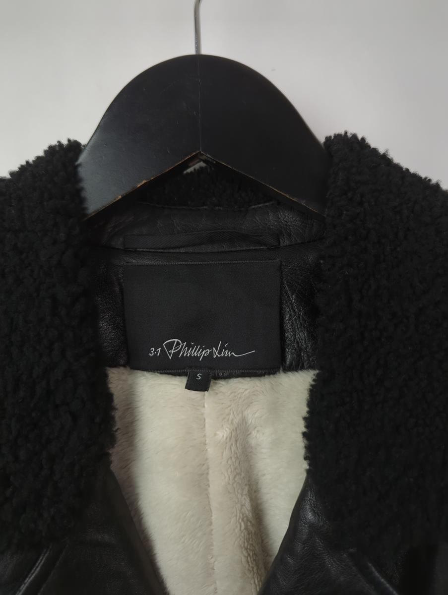 3.1 PHILLIP LIM Men's Sz S Black Leather Shearling Motorcycle