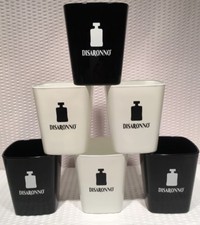 Lot Of 6 ~ Disaronno Glasses Black & White Square Liqueur Amaretto Bar Glass