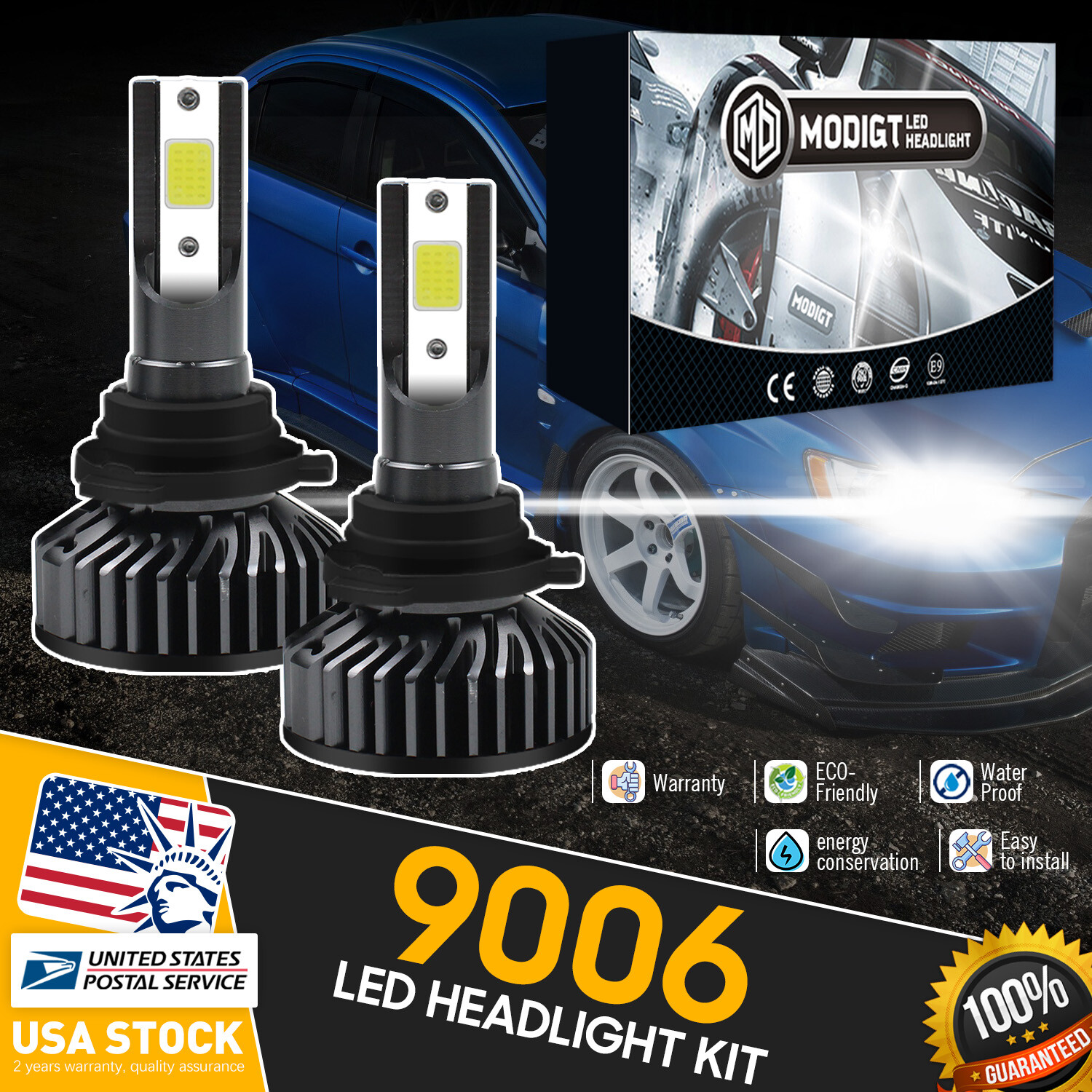 9006 Super Bright White 20000LM Kit LED Headlight Bulb High Low Beam Fog Lamp