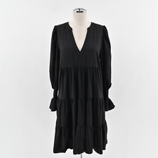 POMANDER PLACE Kenzo Mini Dress Sz M Black Tiered Ruffle Bell Sleeve Tuckernuck