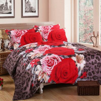 3D Rote Helle Rose ZHUC2323 Bett Kissenbezüge Decke Bettdecke Abdeckung Set