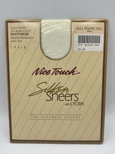Silken Sheers Nice Touch W/ Lycra Full Figure Tall White VTG