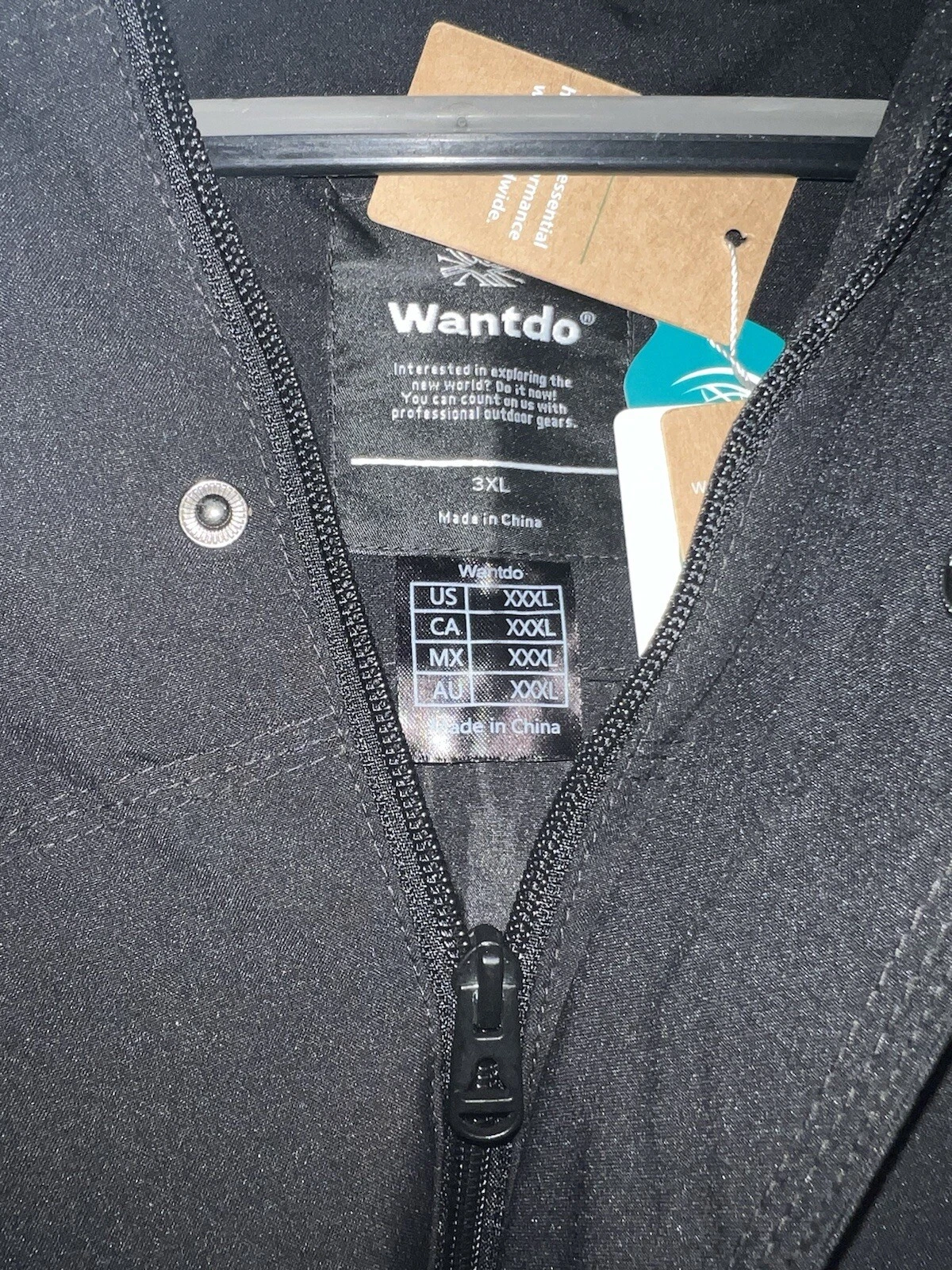 Wantdo 604M Mens Black Removable Hood Long Sleeve Puffer Jacket Size 3XL