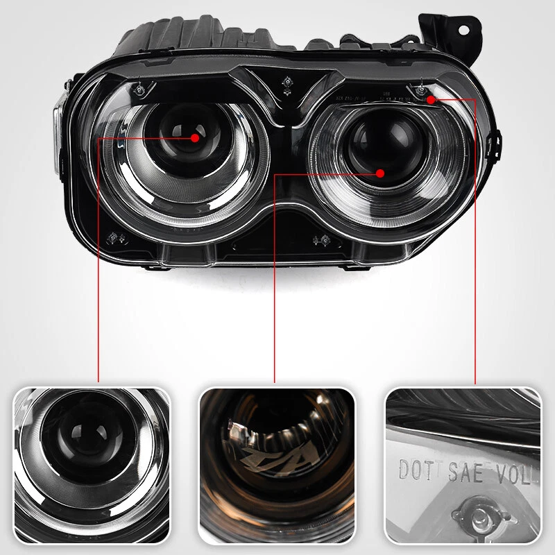 For 2015-2022 Dodge Challenger HID/Xenon w/Air Ducts Headlights LED DRL Headlamp Foto 4 de 4