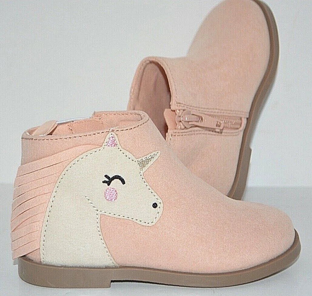 OLD NAVY TODDLER GIRLS UNICORN HORSE FAUX SUEDE ZIP UP BOOTIES
