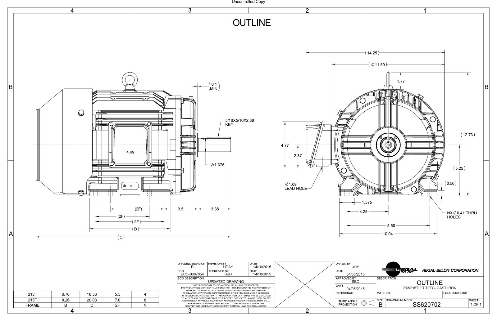 Marathon GT1016A Electric Motor 7.5 HP 1768 Rpm 3PH 230/460 V 213T