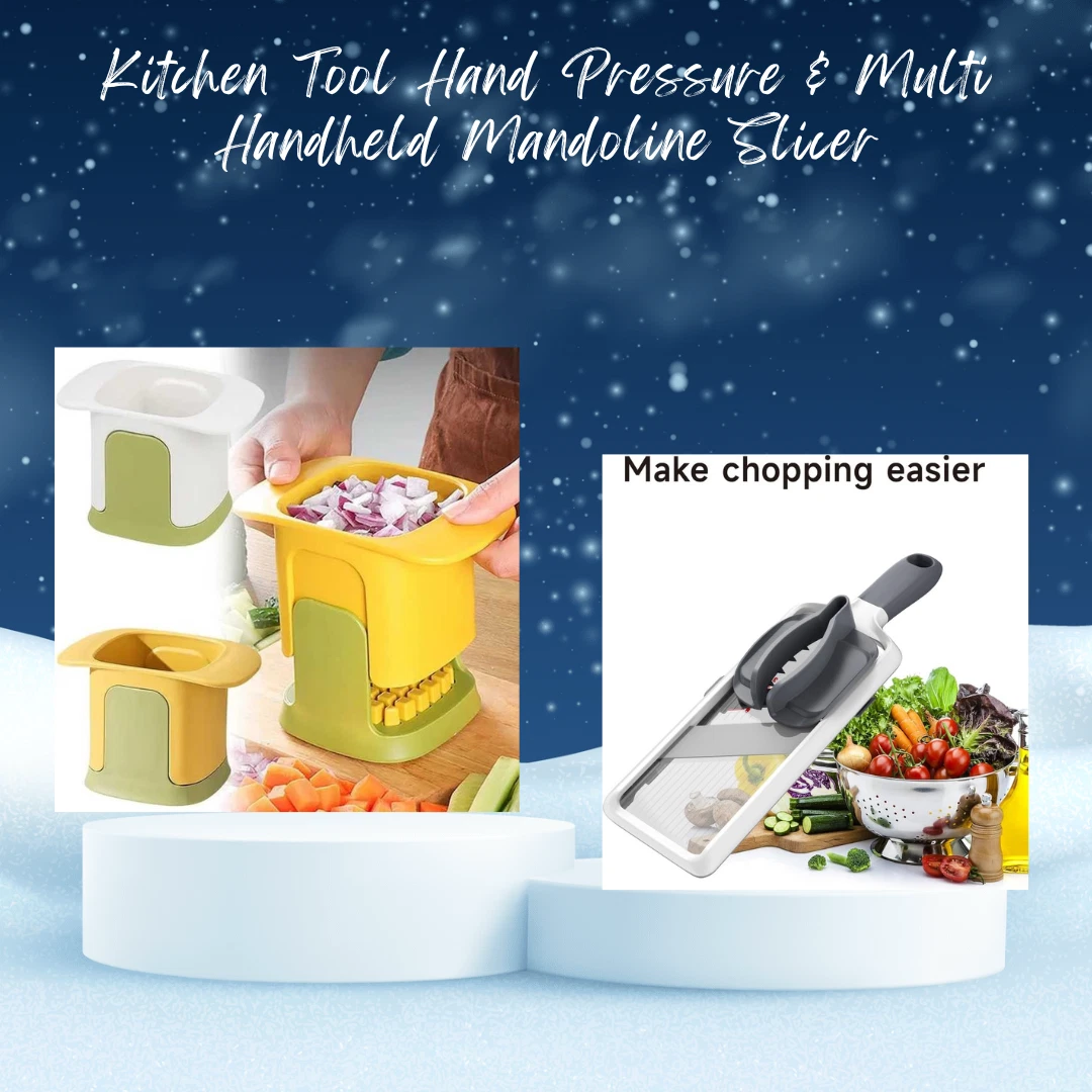 Multi Handheld Mandoline Slicer & Kitchen Tool Hand Pressure Pack