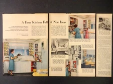 1948 Vintage Clipped Magazine Article "A Farm Kitchen Full of New Ideas" MCM