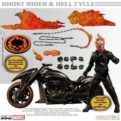 MARVEL - Ghost Rider & Hell Cycle 1/12 Action Figure & Vehicle Mezco - Imagen 20 de 20