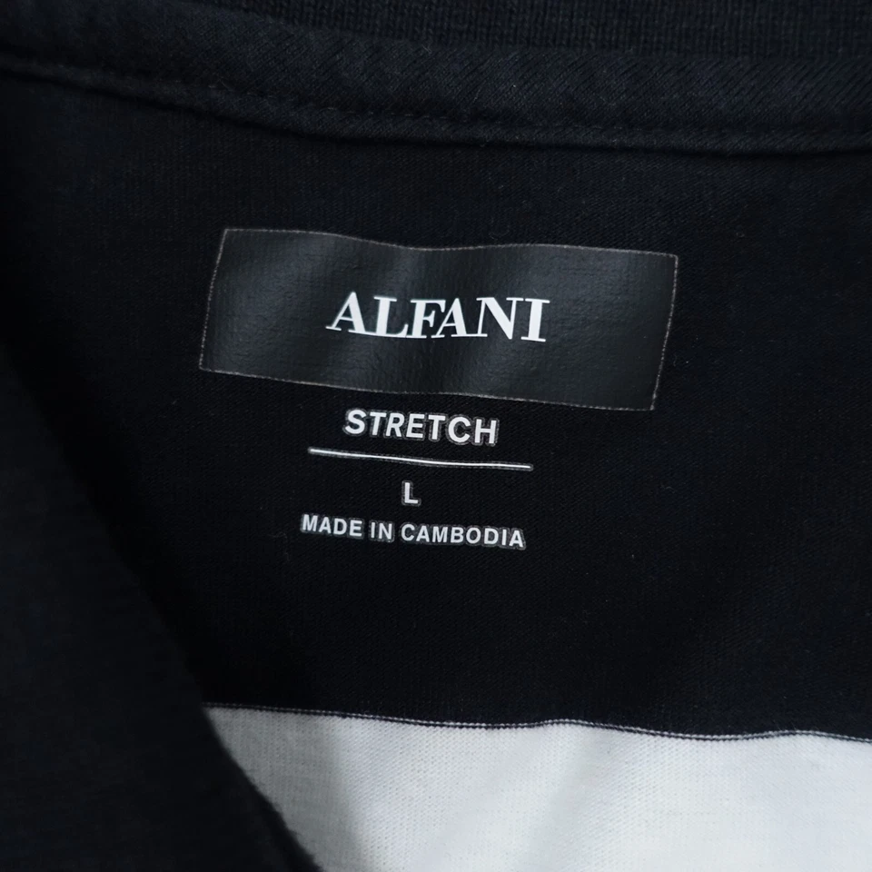 Alfani Polo Shirt Men's Large Black/Yellow Striped Stretch Short Sleeve Pullover - Image 3 of 4