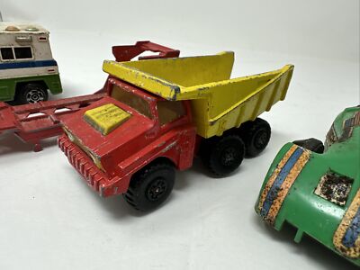 Vintage Matchbox Super Kings K4 Dump Truck, 1984 Trailer, 1973 Gen