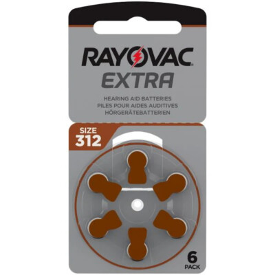 Rayovac Extra Advanced Hearing Aid Batteries Size 312, 60 Batteries, Exp 2029