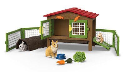 Schleich 42728 Hasenstall FARM WORLD Hasenspielset Spielzeug Hasen Häschen Haustiere
