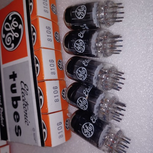 Five(5) Sleeve 1969 Matched NOS/NIB UNUSED GE 8106 Mobile Power Pentode Tubes - Picture 7 of 12