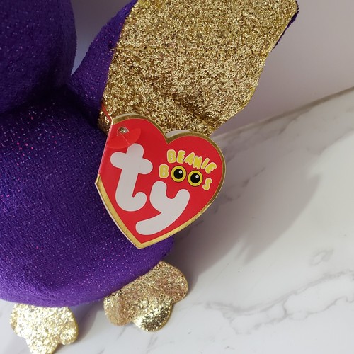 Ty Beanies Boos Bat Plush 6" Count Purple Golden Wings Eyes Hang Tag Halloween - 第 5/8 張圖片