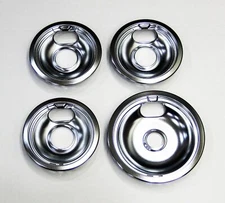 Range Burner Drip Pan Bowl Bib Set for GE 3 of WB32X107 1 of WB32X106 Chrome