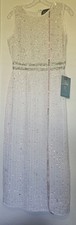 NWT Mac Duggal 10509 Sleeveless High Neck Beaded Midi Sheath Dress White Size 2