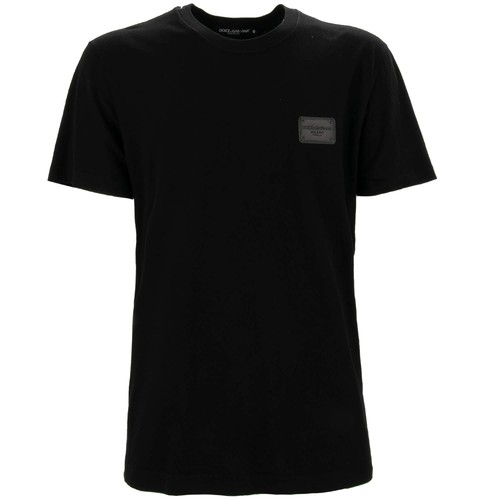 Dolce & Gabbana, Dolce & Gabbana Logo Vintage Cotton Linen T-Shirt Black Slim 48 US 38 M