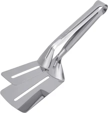 3in1 Stainless Steel Steak Clamp Tong Spatula 11In Food Flipping BBQ Tool