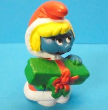 20153 CHRISTMAS Smurfette LONG COAT No. 1 Mouth Black Schleich 1983