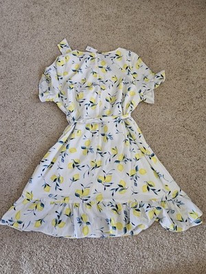 banana republic mini dress Black V-Neck Relaxed through chest and shoulders Banana Republic Yellow Lemon Print