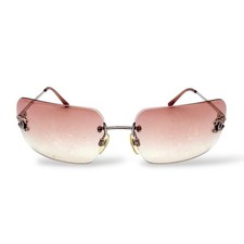 CHANEL Chanel Rimless Coco Mark Rhinestone Sunglasses 4017-D Pink gradient USED