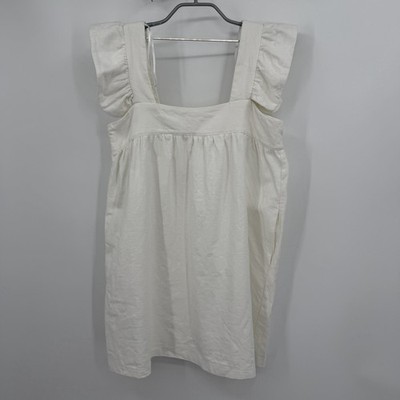 Pomander Place by Tuckernuck White Hazel Flutter Sleeve Dress sz S Linen-Viscose