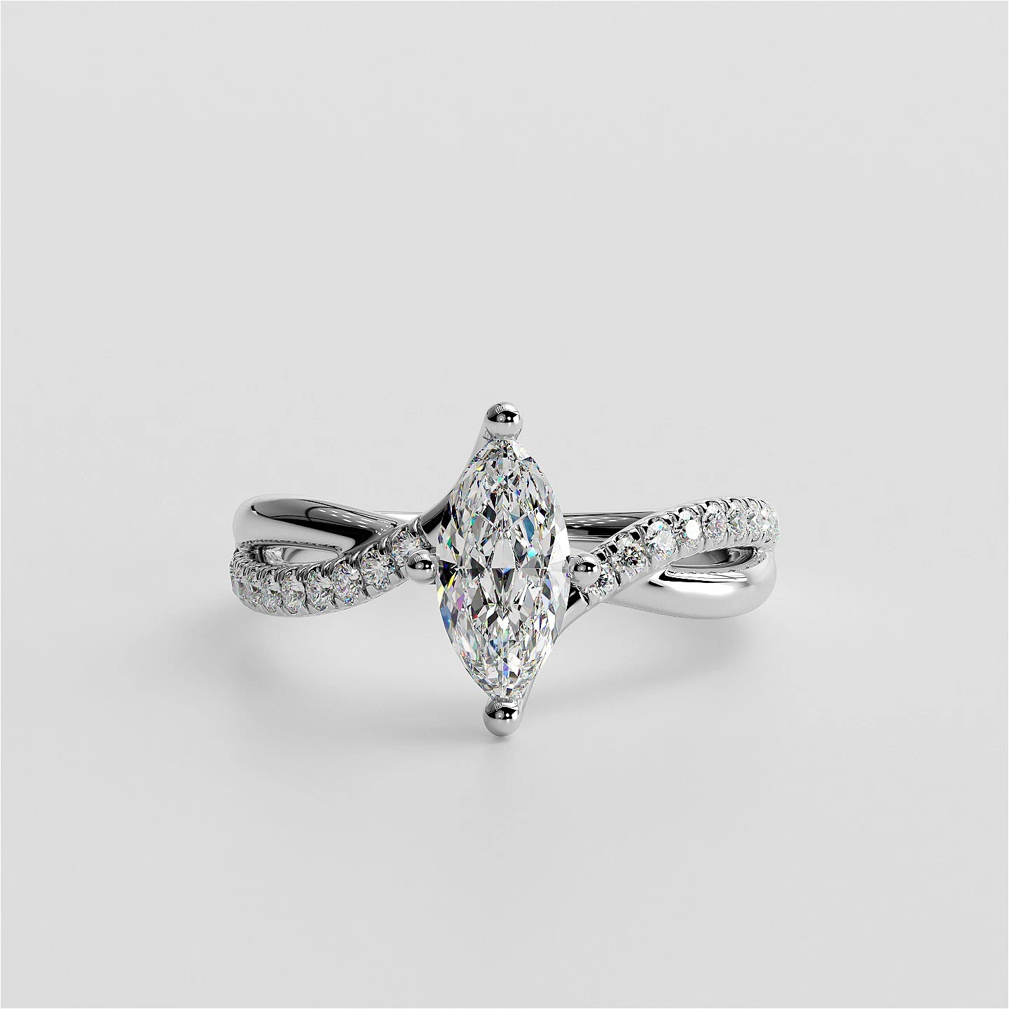 1.23 Ct F VS1 Marquise Lab Grown Diamond Ring IGI Certified 14k White Gold image-1