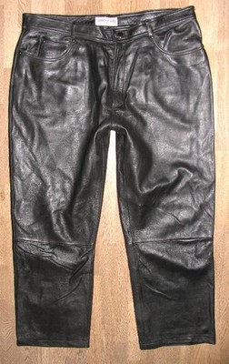 / JOHN F. GEE / Herren- LEDERJEANS / Nappa- Lederhose in schwarz ca. W39 / L28