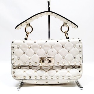 Valentino Garavani Rockstud Hand Bag White Quilted Leather 2678560