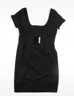 River Island Damen schwarz Gürtel Bodycon knielanges Kleid Größe 10