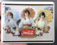 Vintage Coca-Cola Porcelain Refrigerator Magnet #P2991 - Presents 1991 *CHIPPED*