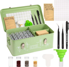 60 Slots Seed Organizer Storage Box with 3 Compartments,Large Metal Garden Seed