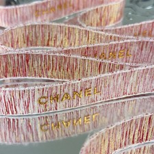 5 Yards of Chanel Pink Gift Wrap Ribbon 5 Yards Pink Ribbon with Gold Logo 