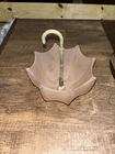 Vintage Fenton 1950's Pink Frosted Satin Glass Umbrella Candy Trinket Ring Dish