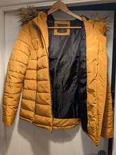 Mustard Yellow Jacket Detachable Faux Fur Hood Size 12 Matalan Autumn Winter