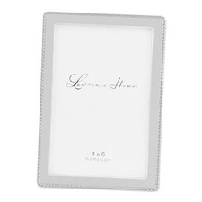 Metal Picture Frame with Delicate Outer Border of Beads 4x6 Silver