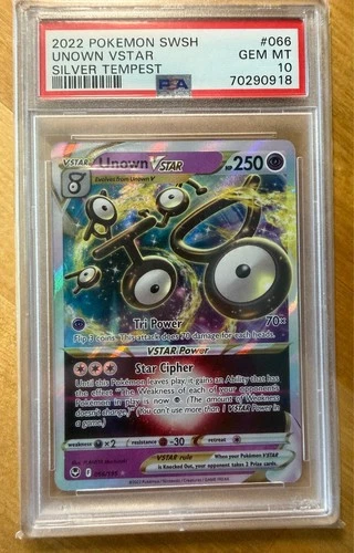 PSA 10 Gem Mint 2022 Pokemon SWSH Unown Vstar Silver Tempest #066