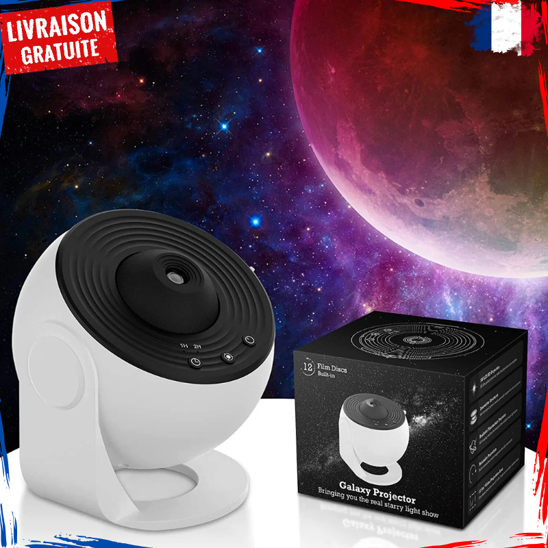 Projecteur galaxie aurora avec minuterie automatique et rotation à 360 degrés