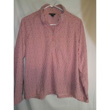 Eddie Bauer Women's Pink Patterned Quarter Zip Pullover Sweater Large