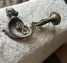 Art Nouveau Figural Woman Ornate Hook Or Hanger Cast Brass Antique Regency