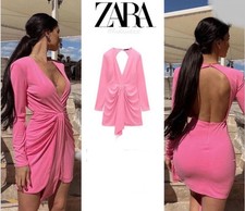 ZARA PINK backless DRESS Small suit UK 8 NEW 