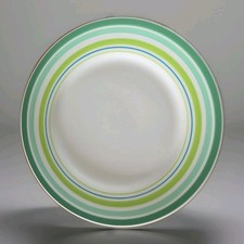 Whittard of Chelsea Dinner Plates 11", Green Stripes, Set Of 4, Excellent Con 