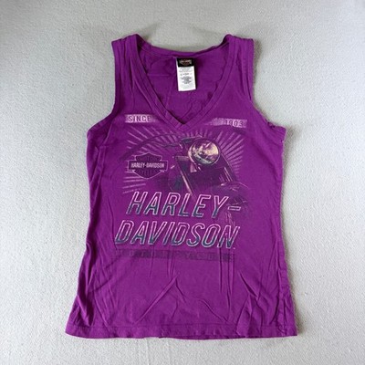 Harley Davidson Womens Purple V-Neck Tank Top Twister City Wichita Kansas Small