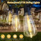 50FT LED String Lights Hanging Patio Edison Light for Porch Cafe Bistro Backyard