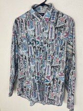 VTG Wrangler Western Shirt Mens Large Aztec Southwestern 90s Made In USA
